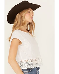 Beyond The Radar Women's Crochet Hem Trim Top