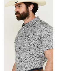 Cody James Men's Graffiti Floral Print Short Sleeve Snap Western Shirt