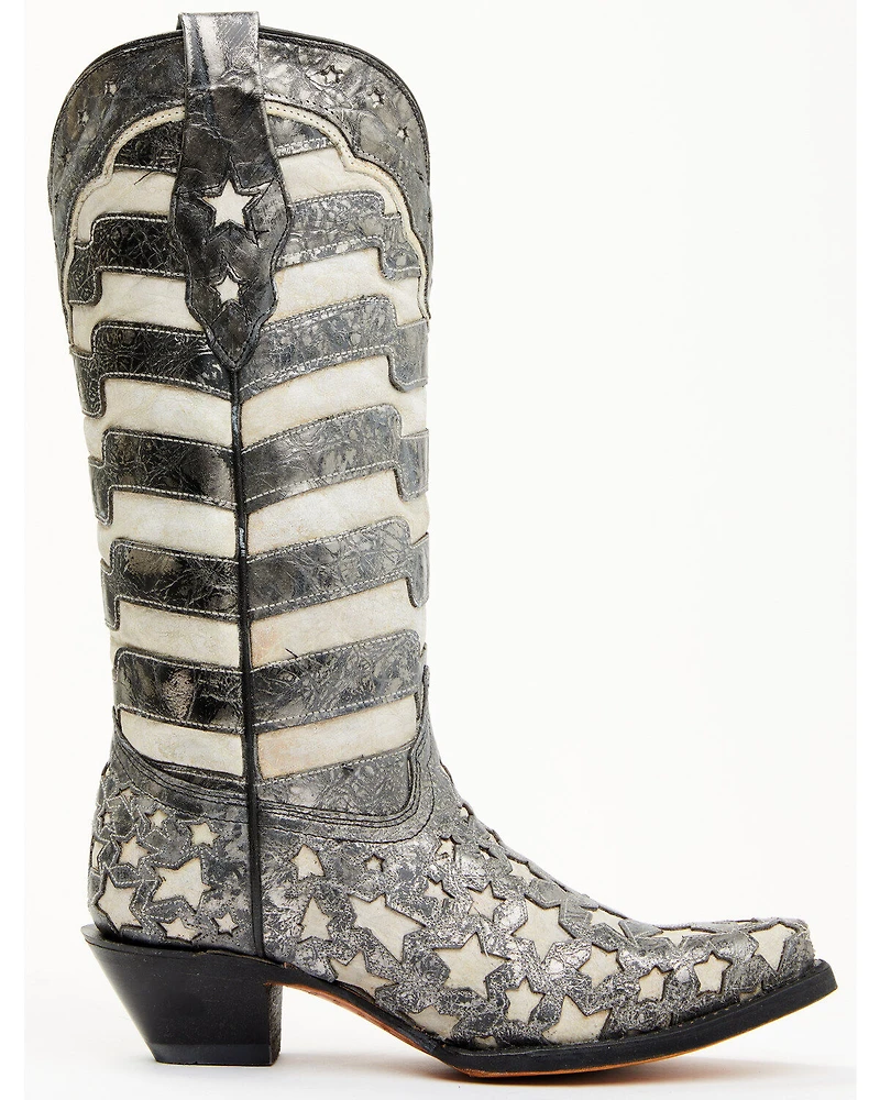 Corral Women's Stars and Stripes Blacklight Western Boots - Snip Toe