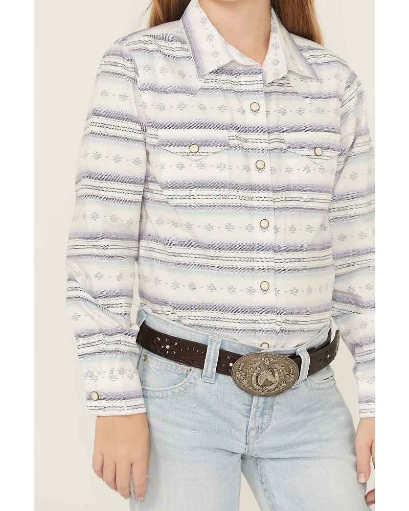 Ariat Girls' Geo Striped Long Sleeve Snap Western Shirt