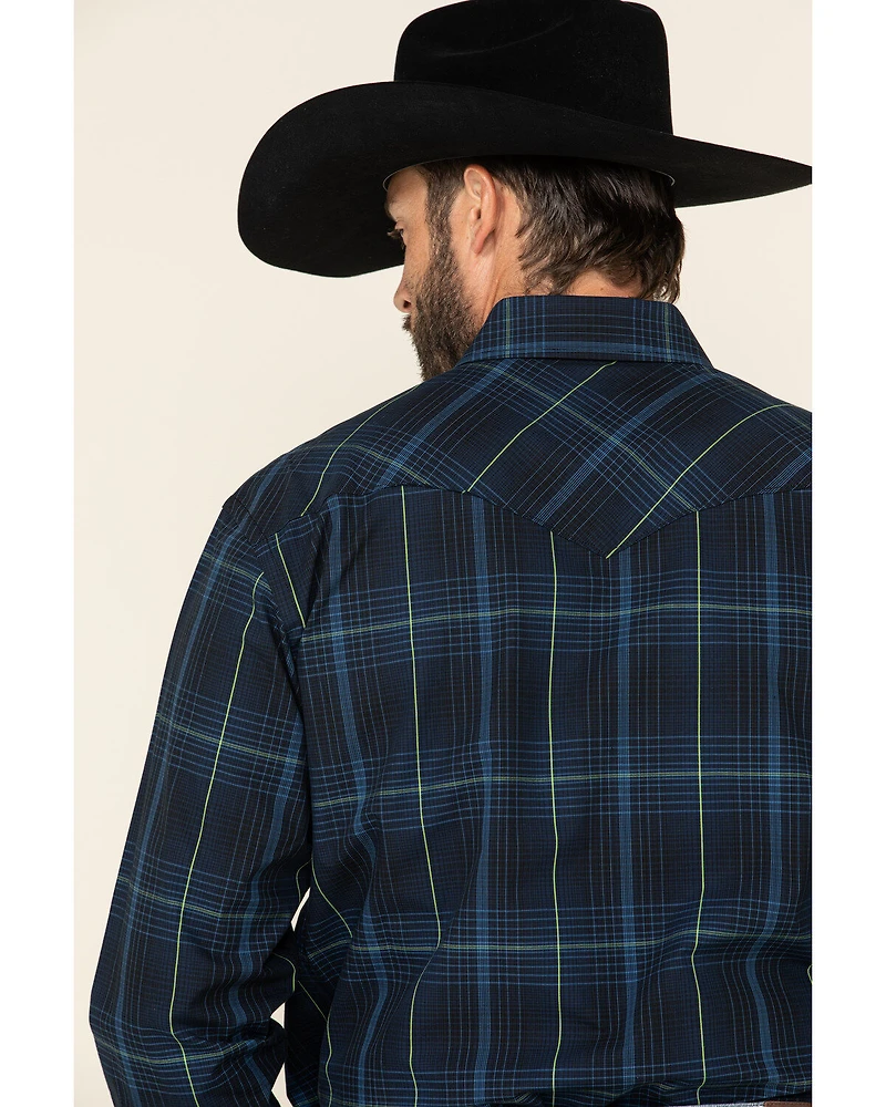 Rough Stock By Panhandle Men's Larkspur Ombre Plaid Print Long Sleeve Western Shirt