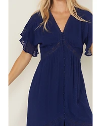 Shyanne Women's Lace Inset High-Low Maxi Dress