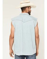 Cody James Men's Light Wash Frosty Sleeveless Snap Denim Bubba