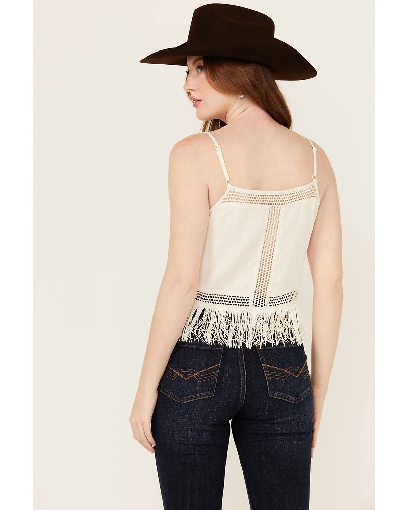 Idyllwind Women's Briarwick Jacquard Print Fringe And Lace Tank Top