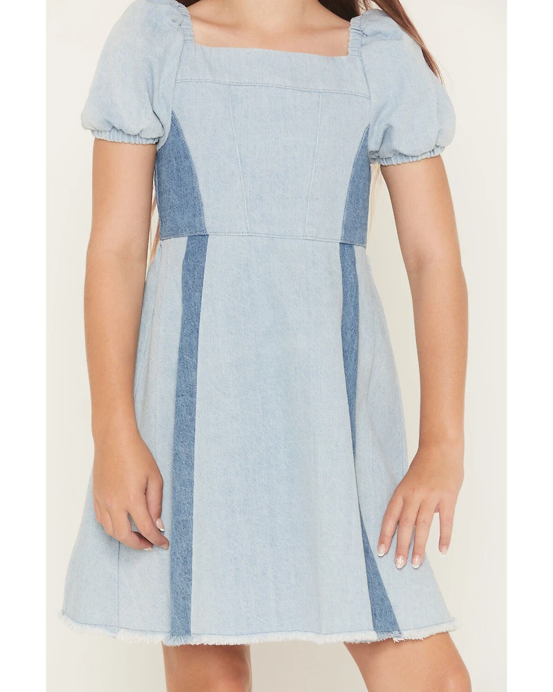 Self Esteem Girls' Short Sleeve Denim Dress