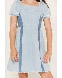 Self Esteem Girls' Short Sleeve Denim Dress