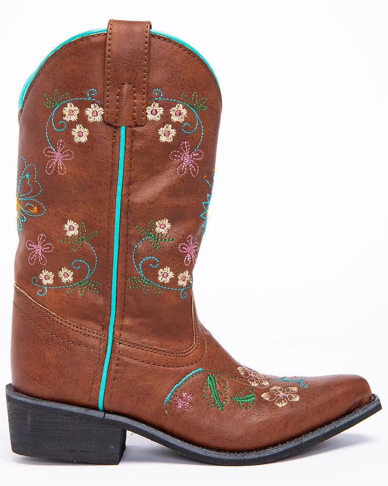 Shyanne Girls' Floral Embroidery Western Boots - Snip Toe