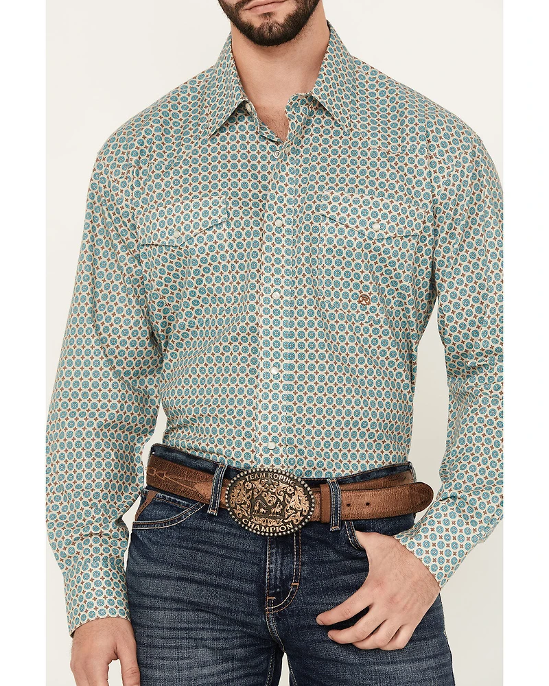 Roper Men's Amarillo Geo Print Long Sleeve Pearl Snap Western Shirt