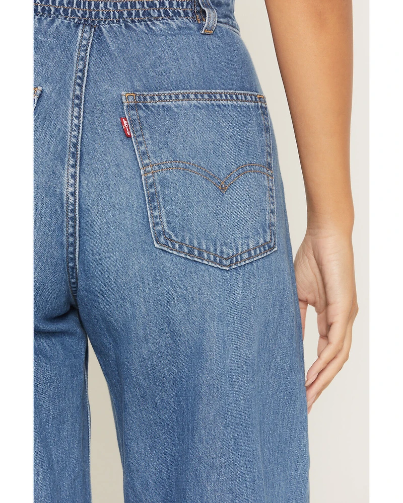 Levi's Women's Bustier Light Wash Sleeveless Wide Leg Denim Jumpsuit
