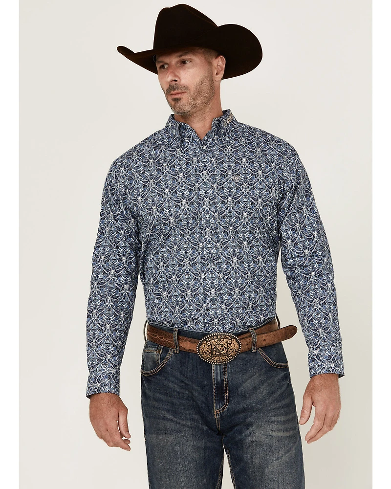 Ariat Men's Team Orlando Medallion Print Logo Long Sleeve Button-Down Western Shirt