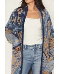 Shyanne Women's Southwestern Print Eyelash Yarn Duster