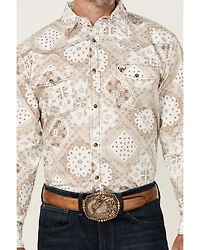 Cowboy Hardware Men's Bandana Print Long Sleeve Snap Western Shirt