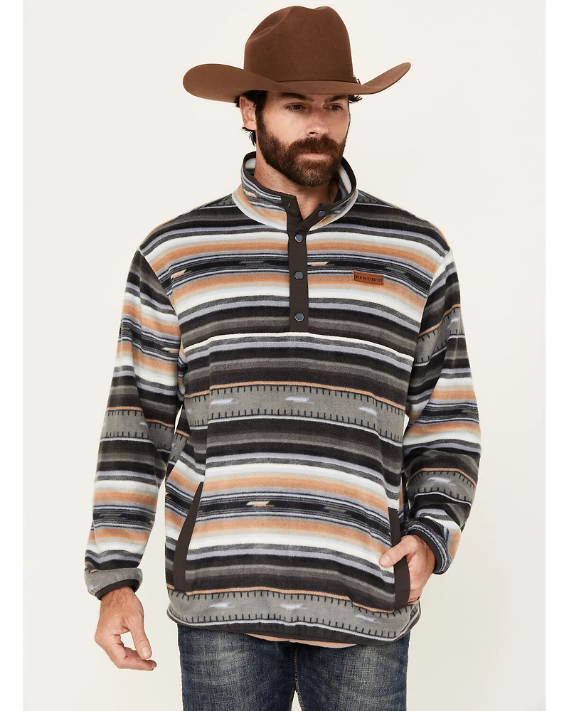 Cinch Men's Striped Print Quarter Snap Long Sleeve Pullover