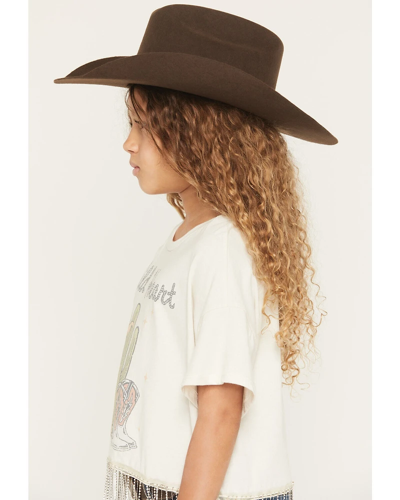 Originality Girls' Wild Heart Chain Fringe Short Sleeve Graphic Tee