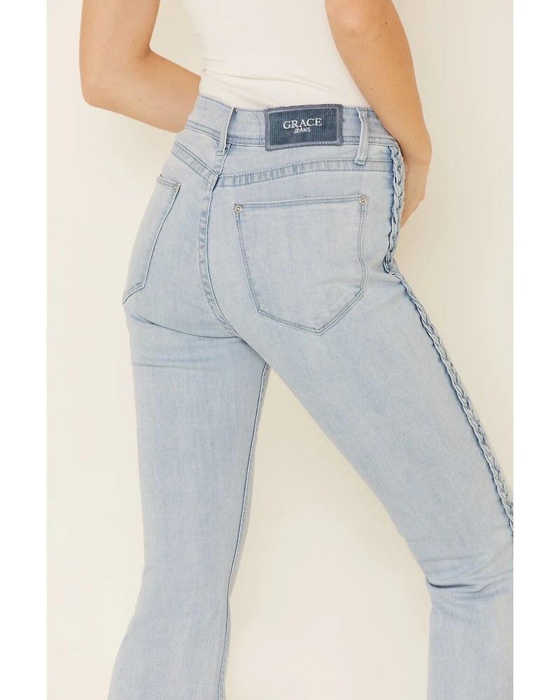Grace LA Women's Distressed Flare Leg Jeans
