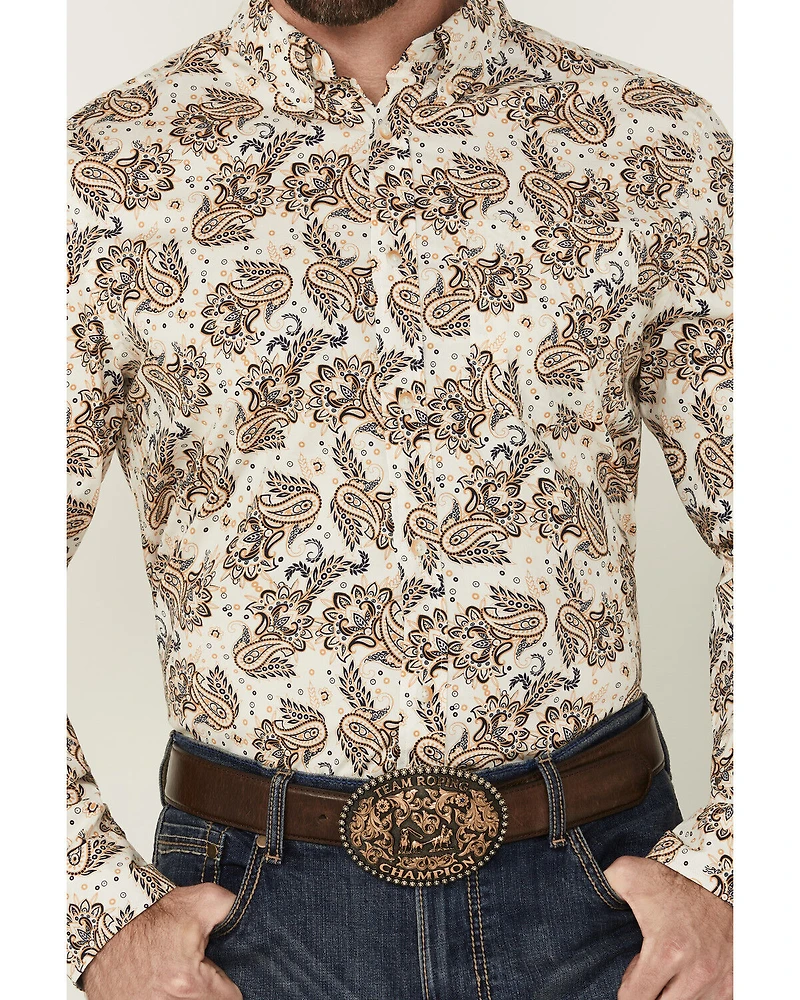 Cody James Men's Kendall Paisley Print Long Sleeve Button-Down Stretch Western Shirt
