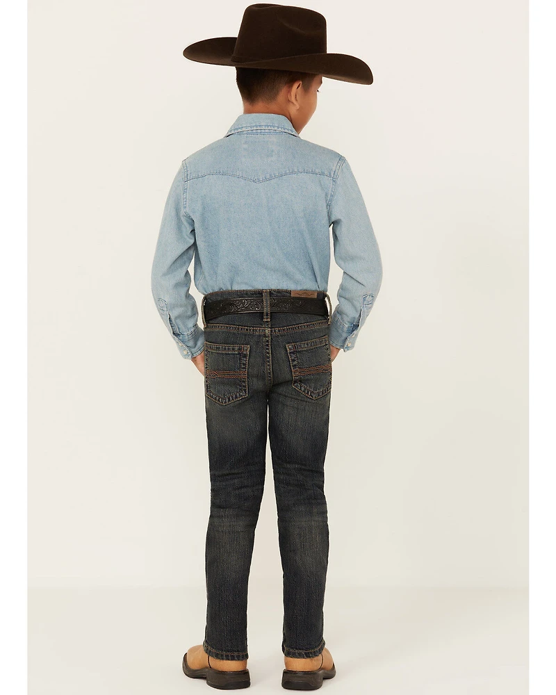 Cody James Little Boys' Barn Sour Dark Wash Slim Stretch Straight Jeans