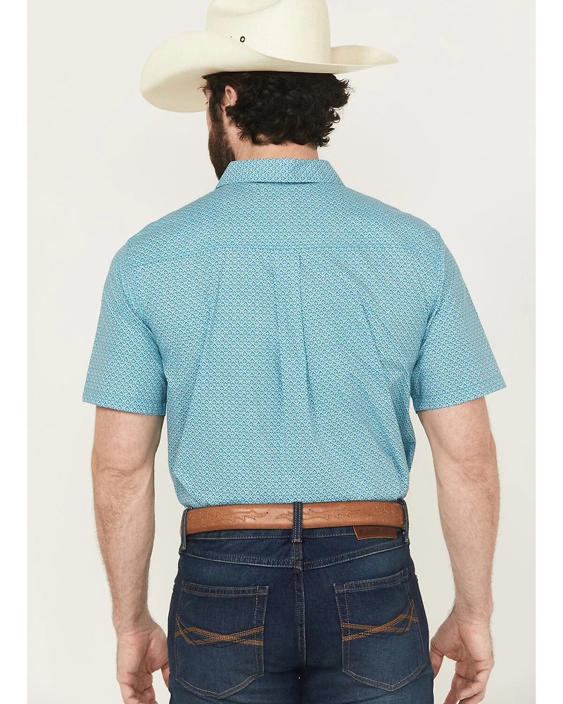 RANK 45® Men's Wild West Geo Print Short Sleeve Button-Down Stretch Western Shirt