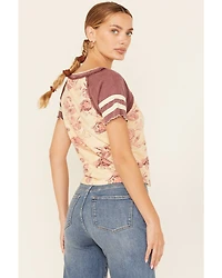 Free People Women's Wish You Were Here Floral Print Short Sleeve Tee