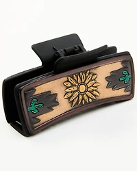 Shyanne Women's Sunflower Leather Large Hair Clip
