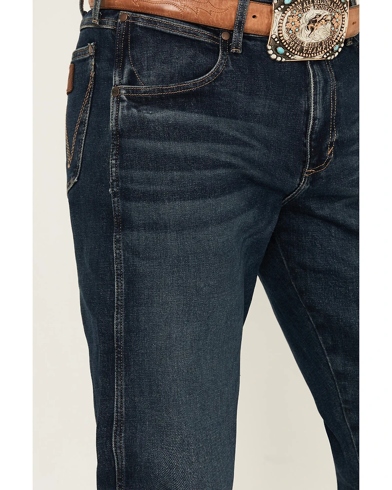 Wrangler Retro Men's 77MWZ Lindel Dark Wash Slim Bootcut Stretch Denim Jeans - Tall