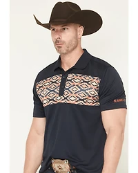 RANK 45® Men's Southwestern Print Border Short Sleeve Button-Down Polo