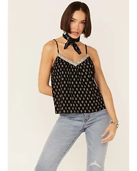 Patrons of Peace Women's Dot Print Neck Trim Cami