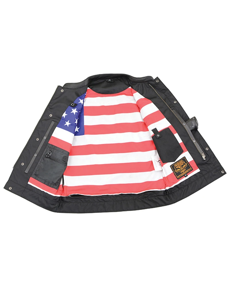 Milwaukee Leather Men's Old Glory Laced Arm Hole Concealed Carry Leather Vest - 5X