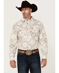 Cowboy Hardware Men's Bandana Print Long Sleeve Snap Western Shirt