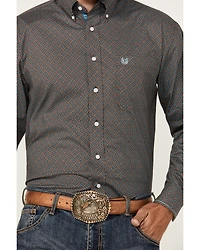 Rough Stock by Panhandle Men's Geo Print Long Sleeve Button-Down Stretch Western Shirt