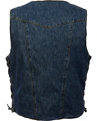 Milwaukee Leather Men's 10 Pocket Side Lace Denim Vest