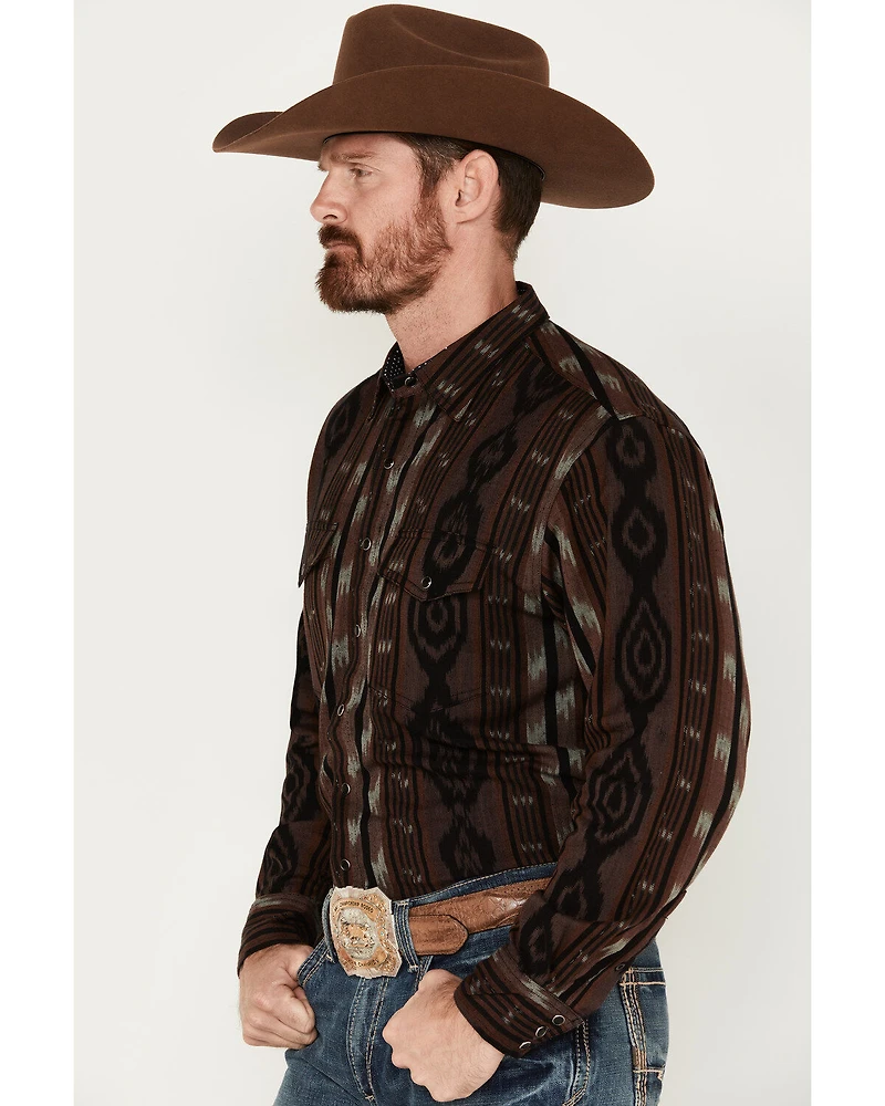 Scully Men's Jacquard Southwestern Stripe Long Sleeve Snap Shirt