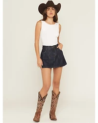 Levi's Women's Dark Wash Remember Together Pleated Denim Mini Skirt