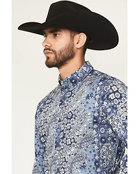 Cody James Men's Ride 'Em Cowboy Paisley Print Long Sleeve Button-Down Stretch Western Shirt