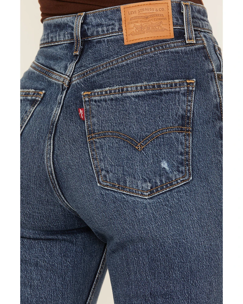 Levi's Premium Women's Dark Wash 70s High Rise Stretch Flare Jeans