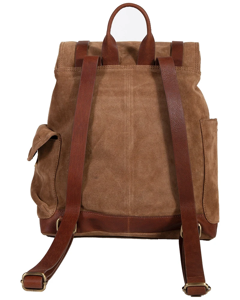 Scully Brown Suede with Leather Trim Backpack