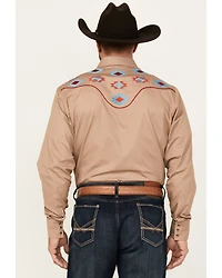 Rodeo Clothing Men's Embroidered Yoke Long Sleeve Snap Western Shirt
