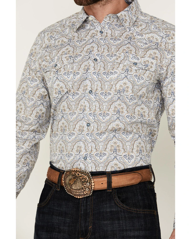 Cody James Men's Railroad Paisley Print Long Sleeve Snap Western Shirt
