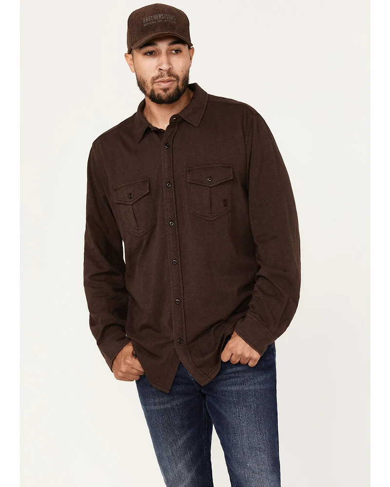 Brothers and Sons Men's Solid Pigment Slub Button Down Western Shirt