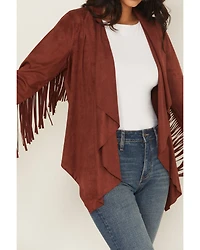Shyanne Women's Cascade Front Faux Suede Fringe Jacket