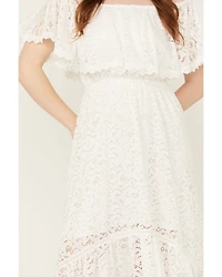 Beyond The Radar Women's Off Shoulder Lace Midi Dress
