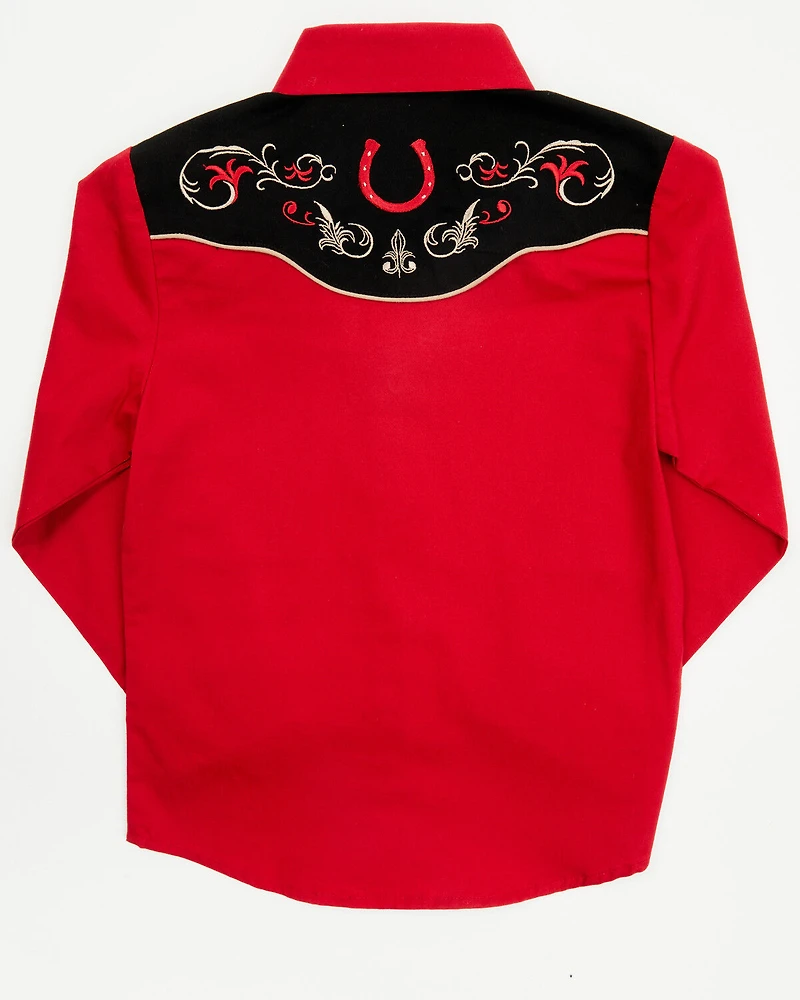 Avalon Boys' Embroidered Long Sleeve Snap Western Shirt