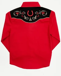 Avalon Boys' Embroidered Long Sleeve Snap Western Shirt