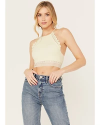Fornia Women's Halter Lace Trim Bralette