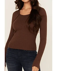 Shyanne Women's Solid Ribbed Long Sleeve Shirt