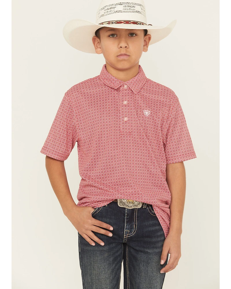 Ariat Boys' Geo Print Short Sleeve Button-Down Polo
