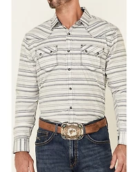 Moonshine Spirit Men's Line Dance Horizontal Stripe Long Sleeve Snap Western Shirt