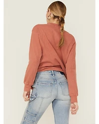 Cleo + Wolf Women's California Classic Graphic Thermal Pullover Sweatshirt