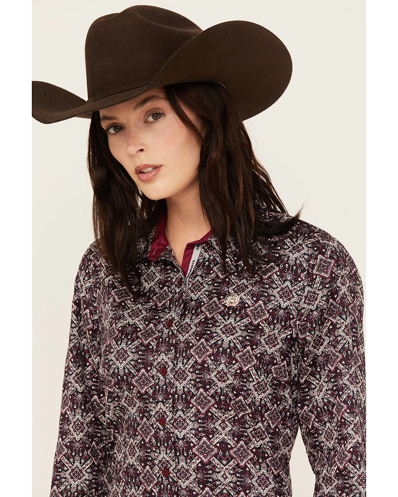 Cinch Women's Printed Long Sleeve Button Down Western Shirt