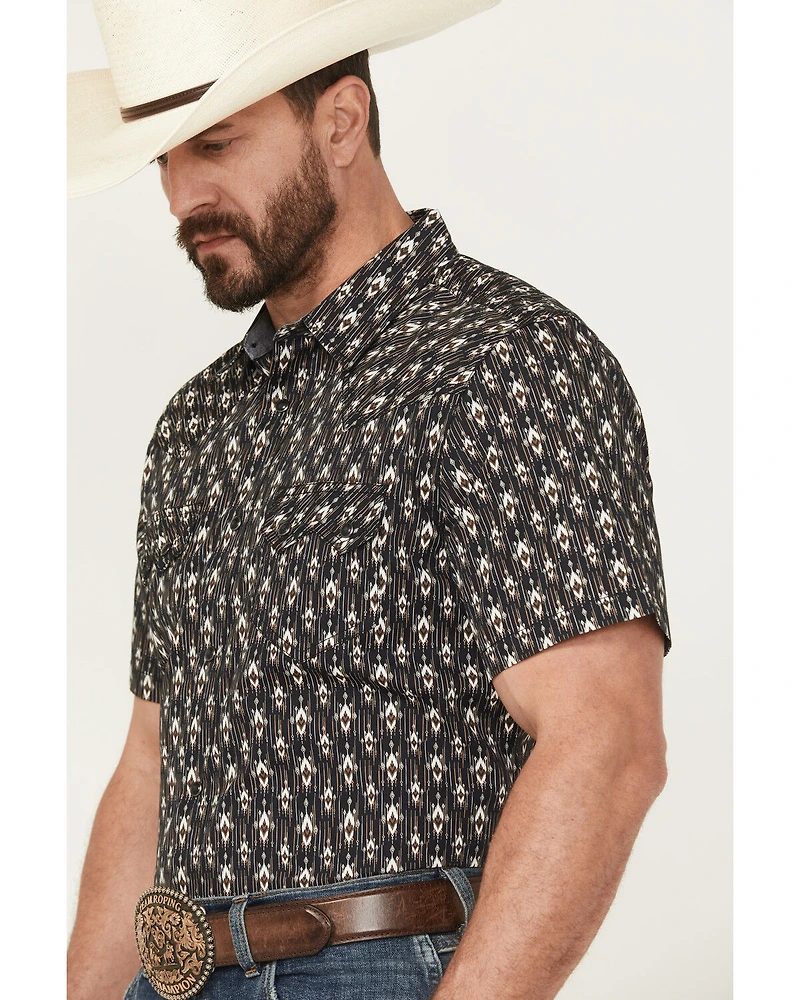Cody James Men's Alpine Southwestern Stripe Print Short Sleeve Snap Western Shirt